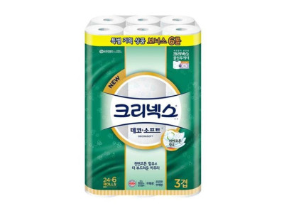 크리넥스 휴지 데코 소프트 3겹 24+6롤 화장지