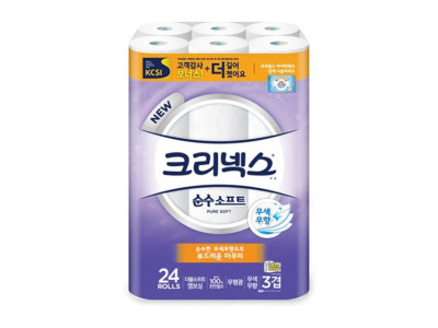 크리넥스 휴지 순수 소프트 3겹 24롤 화장지