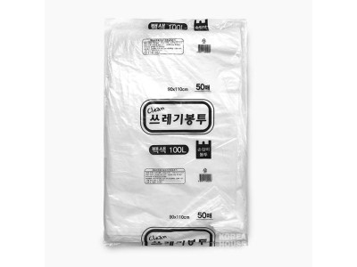 손잡이 쓰레기봉투 100L 백색 50매 1P 다용도 비닐백