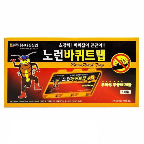 노런 바퀴트랩 5매입 초강력 무독성 끈끈이 바퀴벌레 퇴치제 실내 해충방지
