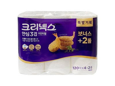크리넥스 안심 3겹 키친타월 120매 6롤 -O