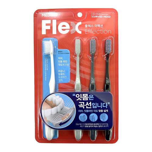 메디안 플렉스 이펙션 곡선 미세모 칫솔 4개입