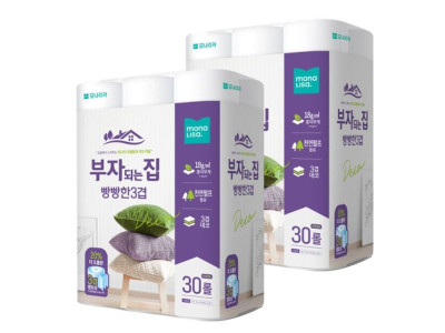 부자되는집 빵빵 두루마리휴지 3겹화장지 30m 30롤2팩