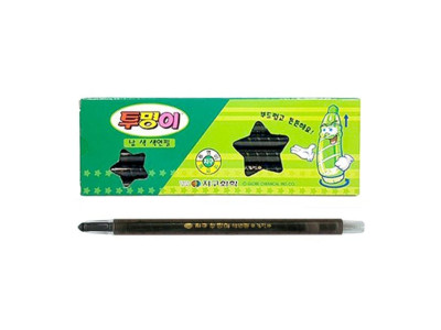 지구 투명이 낱색 색연필 채점펜 (검정 12자루)