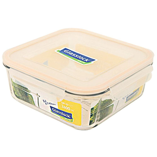 글라스락 라인 밀폐용기 2600ml 정사각 반찬통 대용량
