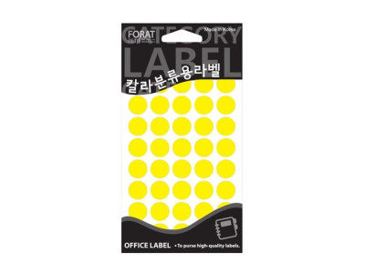 원형 견출지 302Y 15매 노랑 쁘띠팬시