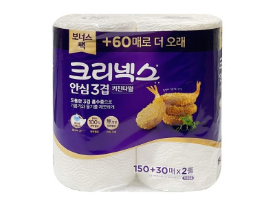 크리넥스 안심 3겹 키친타월 180매 2롤 -O