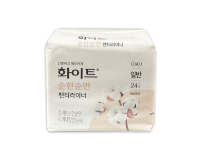 화이트 순한순면 팬티라이너 일반 24개입 생리대 -O