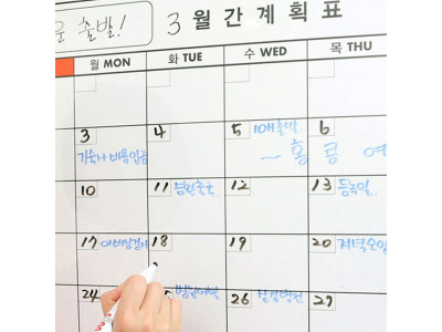 벽에붙이는 화이트보드 시트 월간 계획표 대형