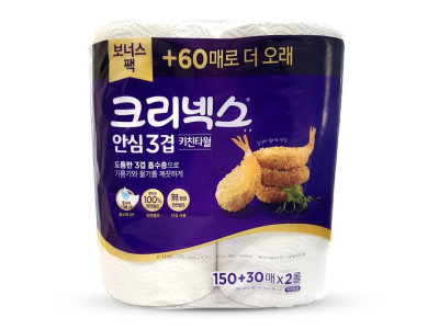 크리넥스 안심 3겹 키친타올 화장지 180매 2롤 1팩