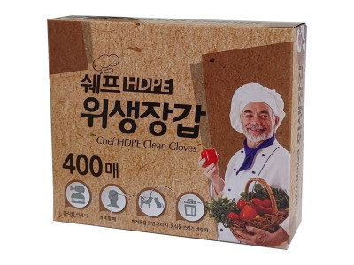 쉐프 위생장갑 400매 (HDPE) 일회용 비닐장갑