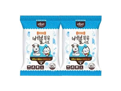 강아지 버블 목욕 물티슈 10매입 2P 보습 세정 윤기
