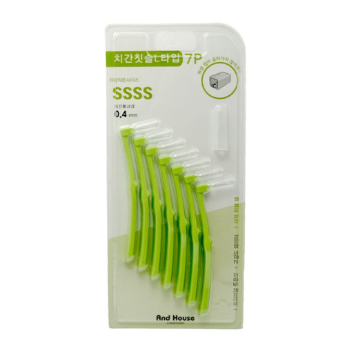 덴탈 치간칫솔 L형 7P 0.4mm SSSS 초슬림 잇몸관리 치아세정 교정용 휴대용 청결솔