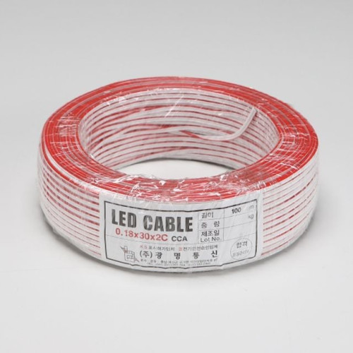 LED 백적색선 조명선 CCA 0.75SQx2C 100M