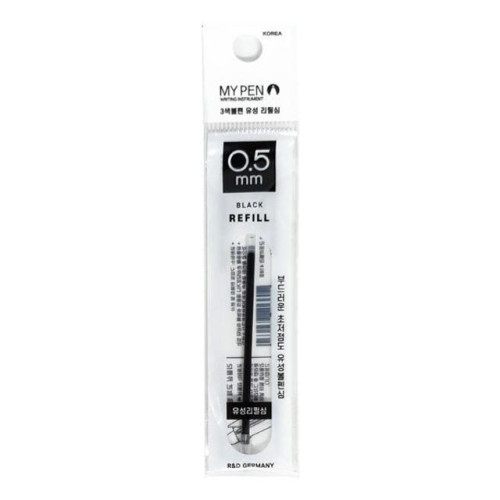 마이펜 세이프티클립 3색 볼펜 리필심 검정 0.5mm