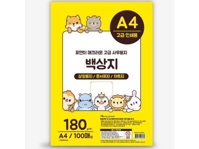 영진 백상지 a4 100매 180그램 상장용지 문서표지 차트지
