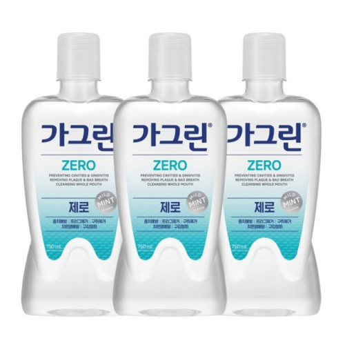 가그린 제로 구강청결제 750ml x 3개+100ml