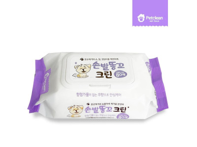 펫크린 손발똥꼬 크린(캡형80매) 반려동물 애견물티슈