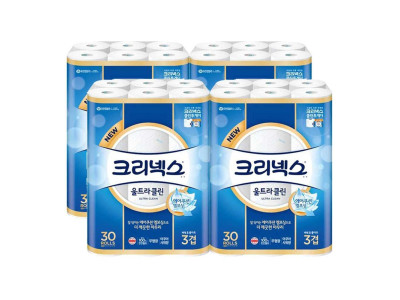 (무료배송)크리넥스 휴지 울트라클린 3겹 30롤x4개