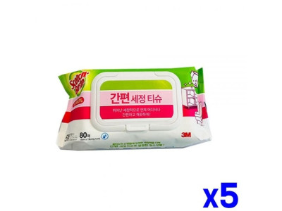 뽑아쓰는 간편 세정티슈 80매 x5개 청소티슈 소독