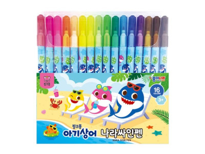 종이나라 핑크퐁 싸인펜 16색 - 34574