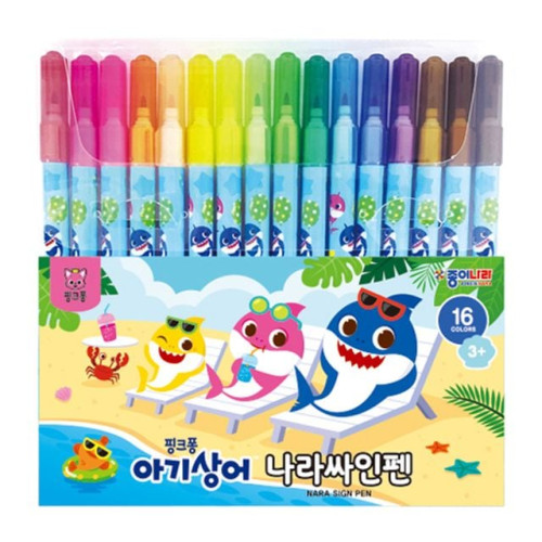 종이나라 핑크퐁 싸인펜 16색 - 34574