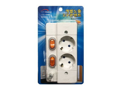 코텍 (개별)노출 2구콘센트 개별스위치 멀티탭 절전형
