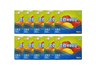 크린 위생장갑 150매 x10개 일회용 주방 비닐 장갑