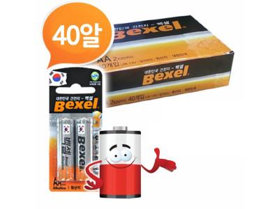 벡셀 알카라인 AA건전지 40P 박스 LR6 밧데리
