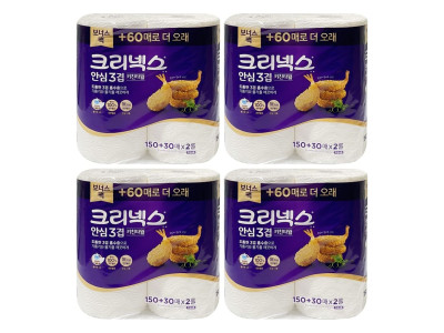 크리넥스 안심 3겹 키친타월 180매 2롤 4개 -O