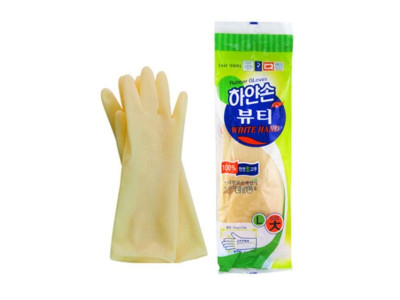 하얀손 뷰티 고무장갑 아이보리 L(대) 10켤레