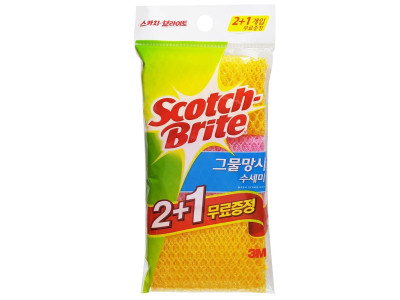 3M 스카치 브라이트 그물 망사 수세미 2+1 설거지