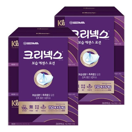 크리넥스 보습에센스 로션 3겹 미용티슈 150매x3입x2팩