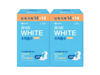 화이트 수퍼흡수 맥시슬림 대형 생리대 14+14 x2개