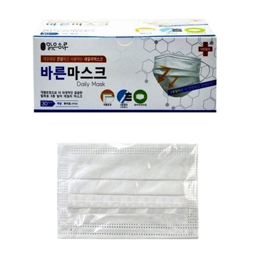 맑은하루 데일리 바른마스크 30매 성인용(화이트)
