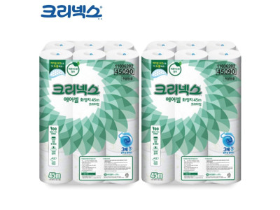 두루마리 화장지 물에 녹는 프리미엄 45m (24롤) x 2