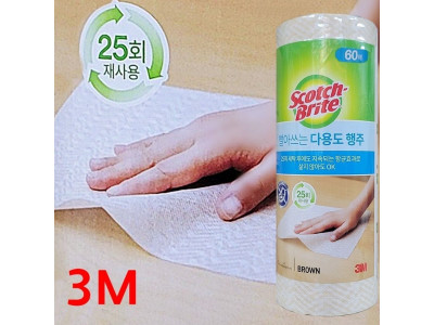 3M 빨아쓰는 다용도행주 롤 60매 다회용티슈 주방행주