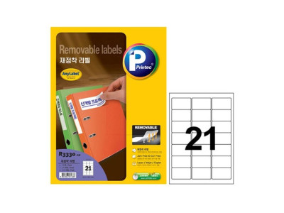 애니라벨 R3330-10 재점착라벨 21칸 10매