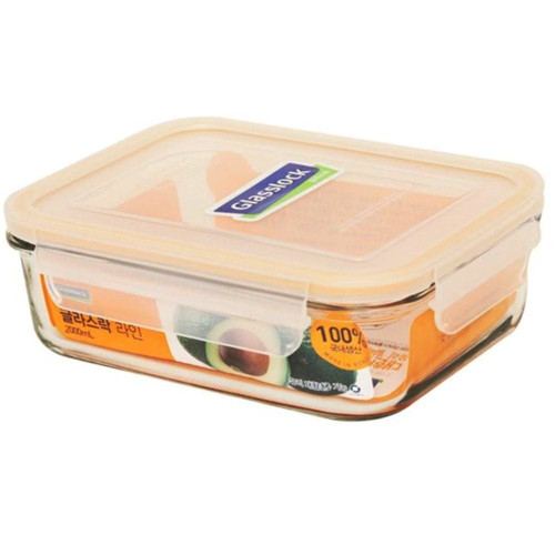 글라스락 라인 직사각 유리 밀폐용기 2000ml
