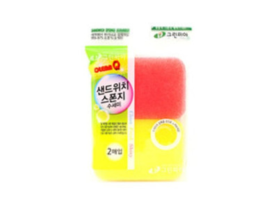 크린큐 샌드위치수세미2P (스펀지수세미)