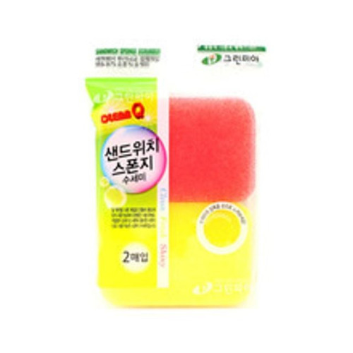크린큐 샌드위치수세미2P (스펀지수세미)