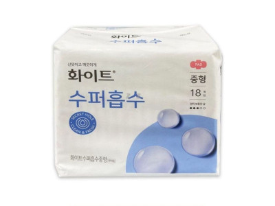 화이트 수퍼흡수 생리대 중형 생리대 18개입