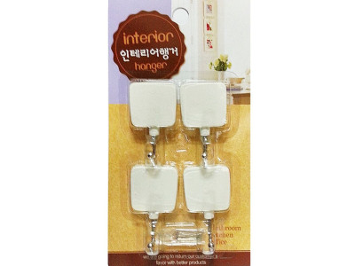 우일 사각행거4P 접착식걸이 후크