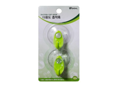 연두 플라스틱고리 흡착 후크행거 2P