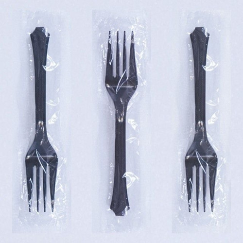 테이크아웃 포크 비닐포장 블랙 100X2개 일회용포크