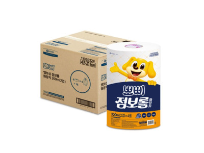 뽀삐 엠보싱 점보롤 화장지 300m(2겹)16롤 /1박스
