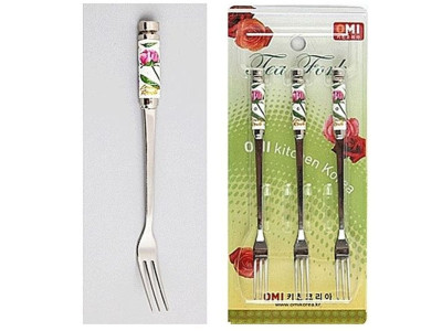 오미 사각 장미 티포크 3p 과일포크 다용도포크