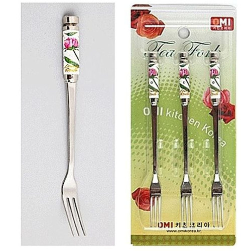오미 사각 장미 티포크 3p 과일포크 다용도포크