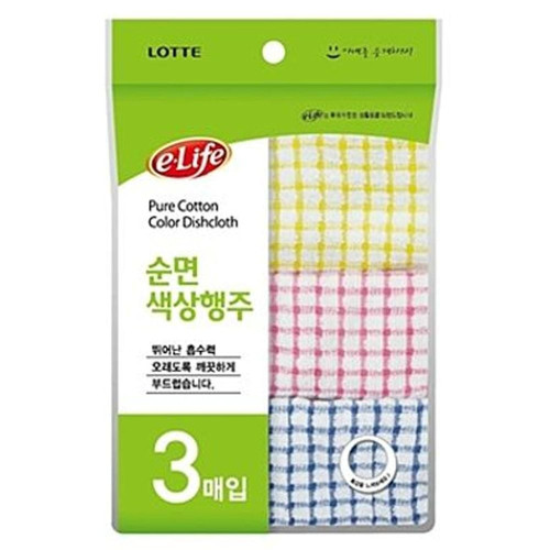 롯데 이라이프 색상 행주 3p 면행주 고급행주 걸레 주방행주 물수건