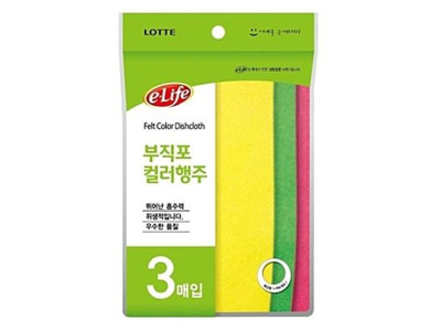 롯데 부직포 칼라 행주 3매 면행주 고급행주 걸레 주방행주 물수건
